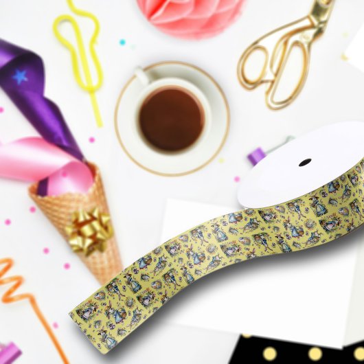  geel Waterverf paashaas patroon Satijnen Lint