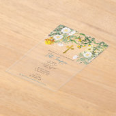 Geel Waterverf Roos Bloem Vloertuinjongen Baptisme Acryl Uitnodigingen (Laagn)