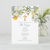 Geel Waterverf Roos Bloem Vloertuinjongen Baptisme Kaart (Staand voorkant)