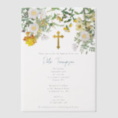 Geel Waterverf Roos Bloem Vloertuinjongen Baptisme Vellum Uitnodigingen (Voorkant)