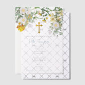 Geel Waterverf Roos Bloem Vloertuinjongen Baptisme Vellum Uitnodigingen (Offset (Uitnodiging))