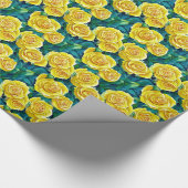 Geel Waterverf Roos Cadeaupapier (Hoek)