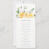 Geel Waterverf Roos Flower Wedding Programme Kaart (Achterkant)