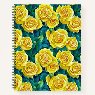 Geel Waterverf Roos Pattern Journal Notitieboek