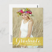 Geel Waterverf Schelft Foto Afstuderen Briefkaart (Voorkant / Achterkant)