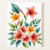 Geel Waterverf Tropische Bloemendruk Planner (Achterkant)