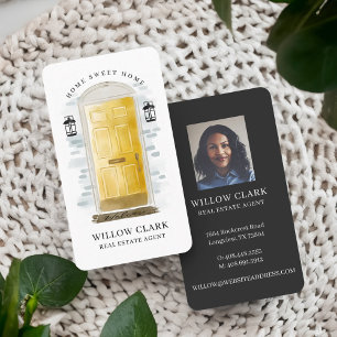 Geel Waterverf voordeur makelaar Visitekaartje