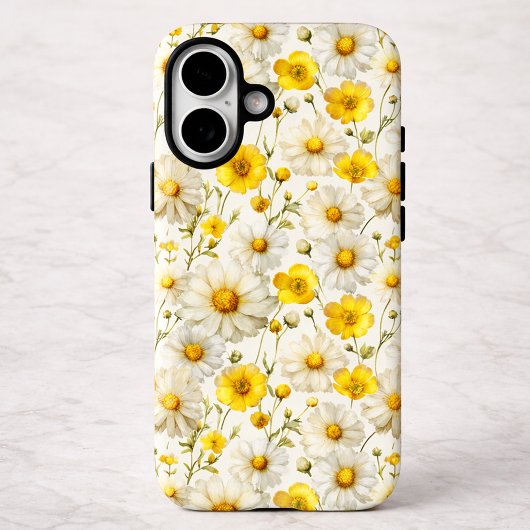 Geel waterverf wildbloempatroon Case-Mate iPhone case