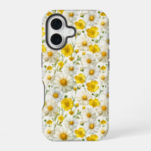 Geel waterverf wildbloempatroon  iPhone 16 hoesje