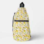 Geel waterverf wilde bloem patronen sling bag (Voorkant)