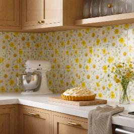 Geel Waterverf Wilde Bloemen Patroon Tegeltje