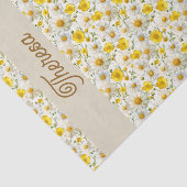 Geel Waterverf Wilde Bloemen Patroon Tissuepapier (Detail)