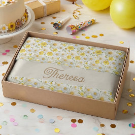 Geel Waterverf Wilde Bloemen Patroon Tissuepapier