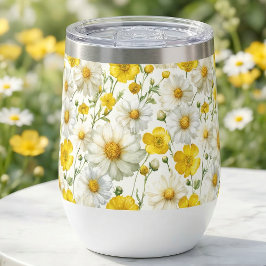 Geel waterverf wilde bloemenpatroon