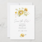 Geel Waterverf Zonnebloem Trouw Uitnodiging (Voorkant)