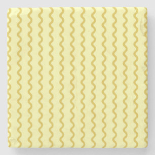 Geel Wavy Stripe Minimalistische Moderne Drinkware Stenen Onderzetter