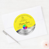 Geel Wavy Zilver Logo Monogram Productlabel Ronde Sticker (Envelop)