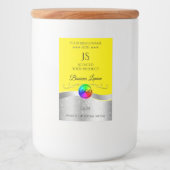 Geel Wavy Zilver Logo Monogram Productlabel Voedselcontainer Etiket (Voorkant)