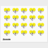 Geel Wavy Zilver met Logo Monogram Bedankt Hart Sticker (Vel)