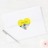 Geel Wavy Zilver met Logo Monogram Bedankt Hart Sticker (Envelop)