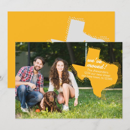 Geel We hebben verplaatst - Dotted Texas Bewegen Aankondiging (Voorkant / Achterkant)