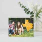 Geel We hebben verplaatst - Dotted Texas Bewegen Briefkaart (Staand voorkant)