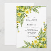 Geel Weelderig Botanisch Romantisch Huwelijk Kaart (Voorkant / Achterkant)