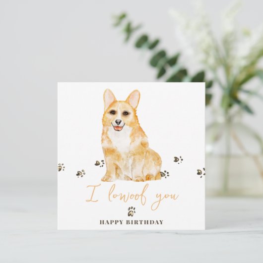 Geel Welsh Corgi Dog Mum Puppy Pets Birthday Kaart (Staand voorkant)
