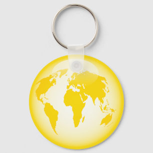 Geel Wereldbol Sleutelhanger