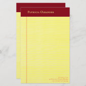 Geel wettelijk deeg bindmiddel briefpapier (Voorkant / Achterkant)