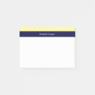  Geel Whisasje Damask #3 Navy Name Monogram Post-it® Notes