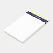 Geel Whisasje Damask #3 Navy Name Monogram Post-it® Notes (Schuin)