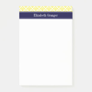  Geel Whisasje Damask #3 Navy Name Monogram Post-it® Notes