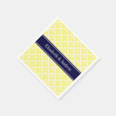  Geel Whisasje Damask #3 Navy Name Monogram Servetten (Hoek)