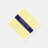 Geel Whisasje Damask #3 Navy Name Monogram Servetten (Hoek)