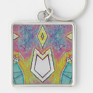 ~ Geel White Aqua Pink ~ Sleutelhanger