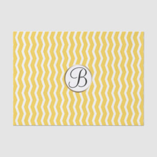 Geel White Chevron Print Monogram Letter Initiaal Tissuepapier