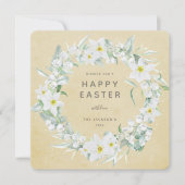 Geel+White Floral met Happy Paast Kaart (Voorkant)