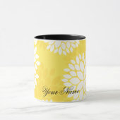 Geel White Floral Monogram Pattern Mok (Midden)