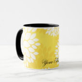 Geel White Floral Monogram Pattern Mok (Voorkant links)