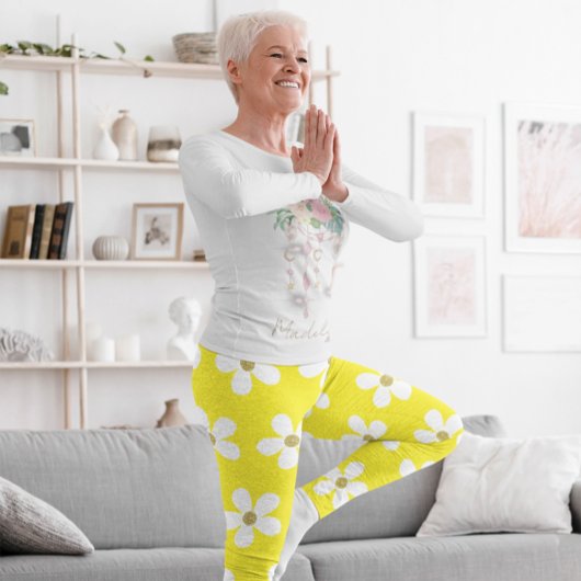 Geel White Simple Daisy Gold Leggings