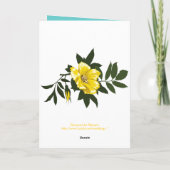 Geel wild roos aqua floral Happy Birthday Kaart (Achterkant)