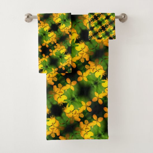  Geel Wildbloem Abstract Patroon Bad Handdoek (Insitu)