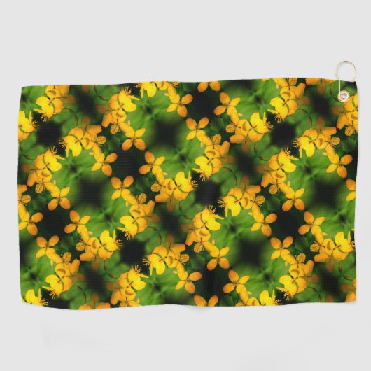  Geel Wildbloem Abstract Patroon Golfhanddoek (Horizontaal)