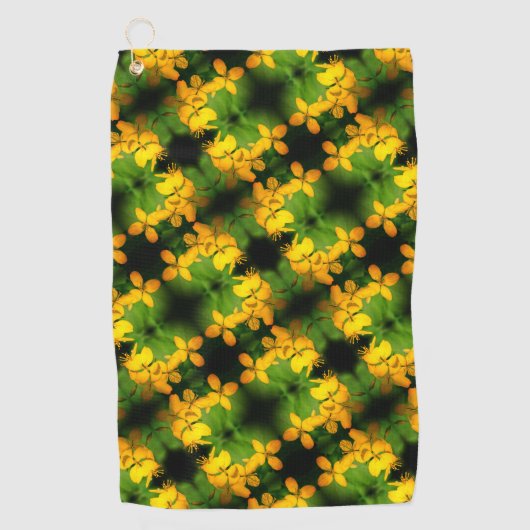  Geel Wildbloem Abstract Patroon Golfhanddoek (Voorkant)