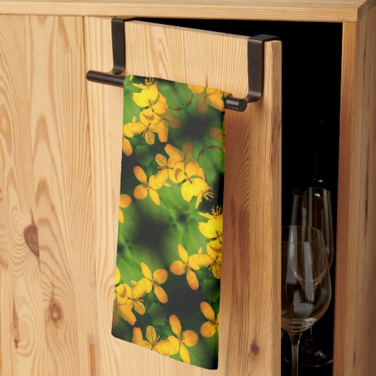  Geel Wildbloem Abstract Patroon Theedoek (Derde Gevouwen)