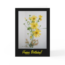 Geel Wildbloemen Happy Birthday Wenskaart
