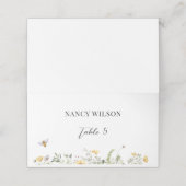 Geel Wilde Bloem Bij Bruiloft Uitnodigingskaart Plaatskaartje (Buitenkant ongevouwen)