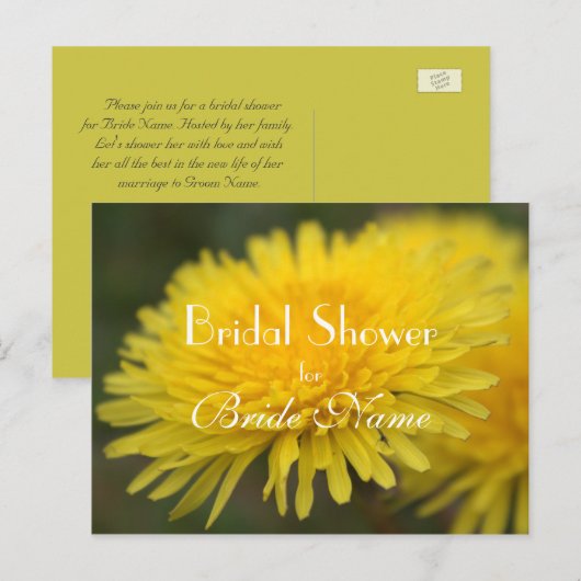 geel wilde bloem paardenbloem vrijgezellenfeest uitnodiging briefkaart (Voorkant / Achterkant)