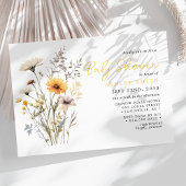 Geel Wildflower Boeket Boho Baby shower Kaart